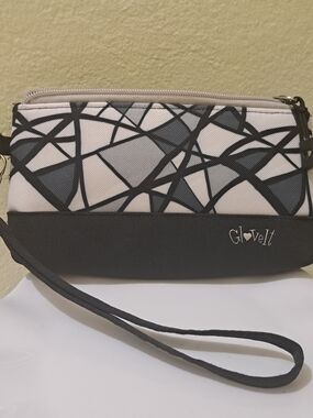 Glove It Black, Gray & White Abstract Wristlet Clutch